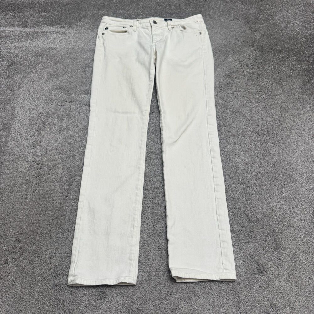 AG Adriano Goldschmied The Stevie Slim Straight Jeans Womens 28 White Stretch